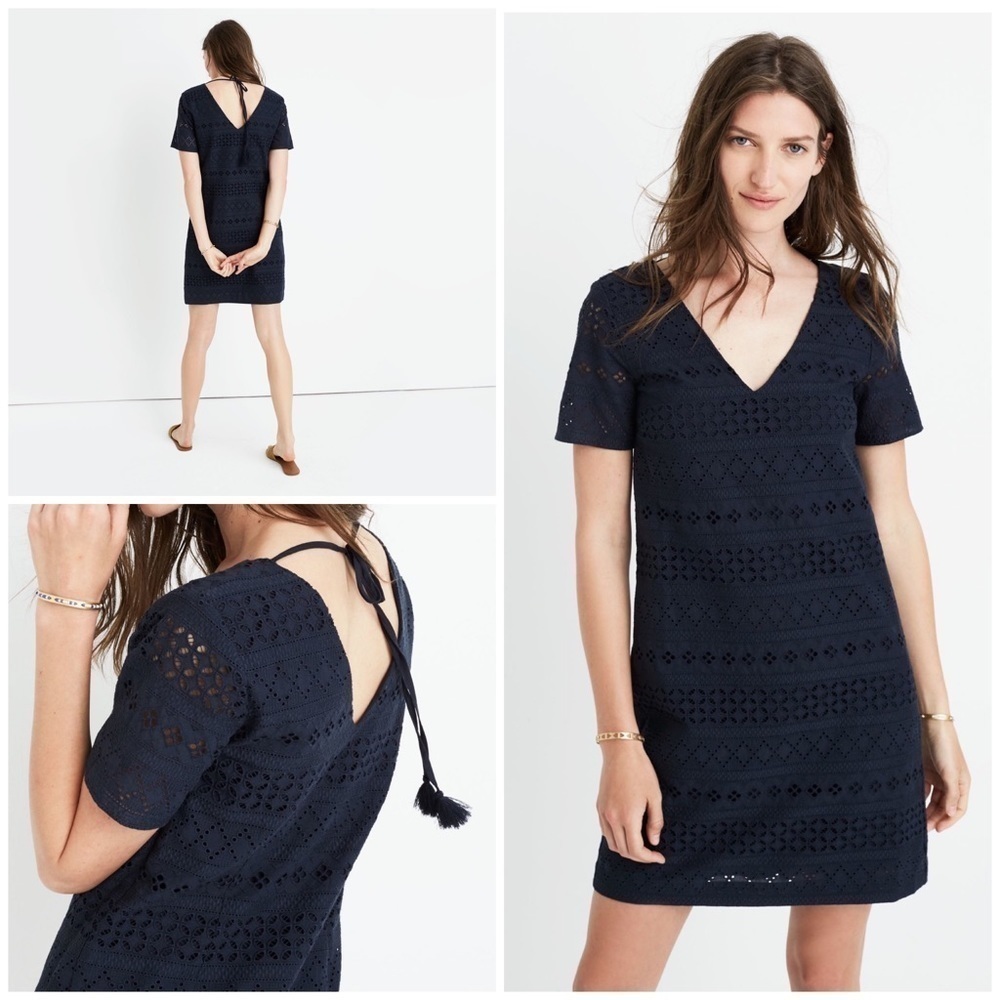 NWT Madewell Blue Embroidered Eyelet Tunic Dress L​​​​​​​